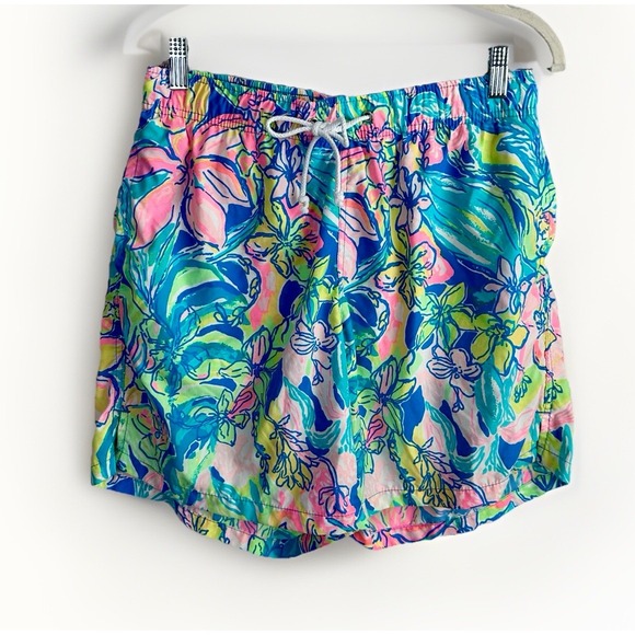Lilly Pulitzer Other - Lilly Pulitzer Swim Trunks Mens M Blue Pink Floral Capri Beach Shorts Hawaiian
